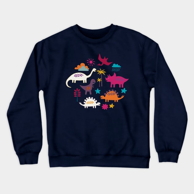 Dinosaur Land - Sunshine Brights - cute Dino design by Cecca Designs Crewneck Sweatshirt by Cecca